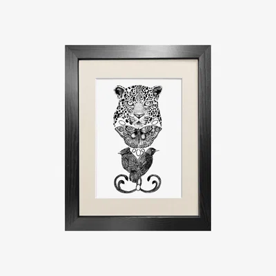 Wolf & Badger Black ​'The Tropical Leopard' - Fine Art Print A4 Emily Carter