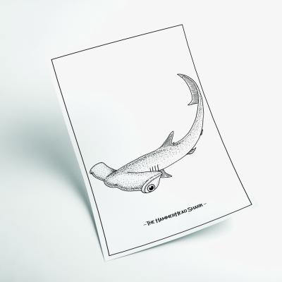 Wolf & Badger Grey The Hammerhead Shark Small Stanley Print House