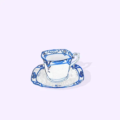 Wolf & Badger White Signed Print The Teacup Small A4 210 X 297Mm Jessica Russell Flint