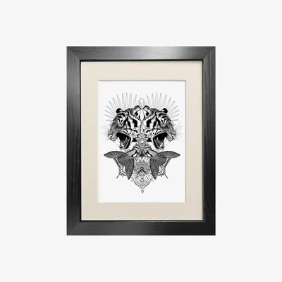 Wolf & Badger Black 'Baroque Tiger' - Fine Art Print A5 Emily Carter