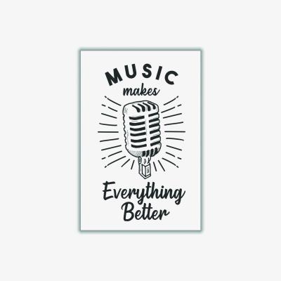 Wolf & Badger Black Music Makes Everything Better A3 297 X 420Mm Stanley Print House
