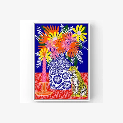 Wolf & Badger Flowers & Leopard Still Life A3 Art Print The Neighbourhood Threat