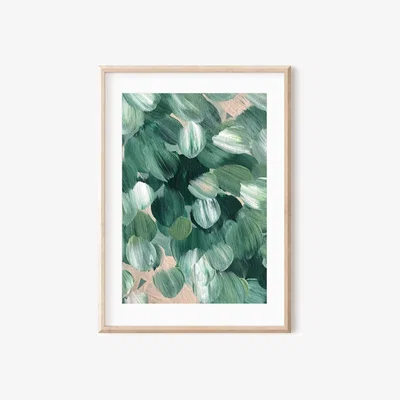 Wolf & Badger Green / Neutrals Into The Woods Abstract Print A3 297 X 420Mm Emily M Art & Design