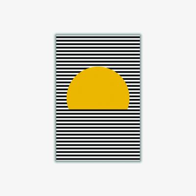 Wolf & Badger Yellow / Orange Sunset Line Art A2 420 X 594Mm Stanley Print House