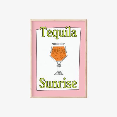 Wolf & Badger Green / Pink / Purple A3 Tequila Sunrise Print Sofe Store