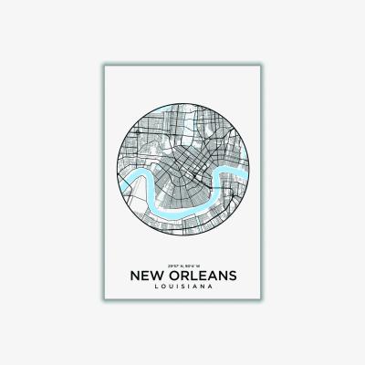 Wolf & Badger Blue Map Of New Orleans A4 210 X 297Mm Stanley Print House