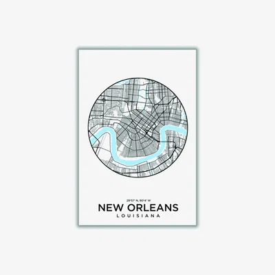 Wolf & Badger Blue Map Of New Orleans A4 210 X 297Mm Stanley Print House