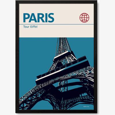 Wolf & Badger Paris Eiffel Tower Modernist Architectural Travel Poster A1 594 X 841Mm Reign & Hail
