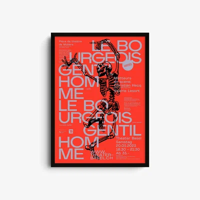 Wolf & Badger Red Le Bourgeois Gentilhomme - Giclee Fine Art Print - Small | A3 | 297 X 420Mm | East Side Studio London