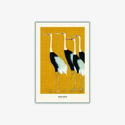 Wolf & Badger Black Ogata Korin - Japanese Red Crown Crane I A2 420 X 594Mm Stanley Print House