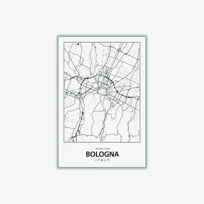 Wolf & Badger Black Map Of Bologna Italy Extra Small Stanley Print House