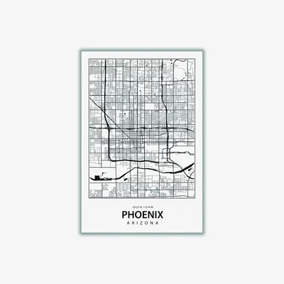 Wolf & Badger Black Map Of Phoenix Extra Large Stanley Print House