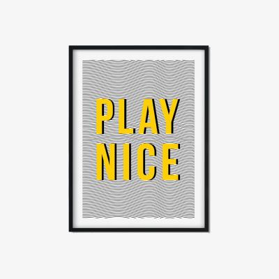 Wolf & Badger Yellow / Orange Play Nice A3 297 X 420Mm The Native State