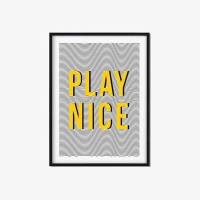 Wolf & Badger Yellow / Orange Play Nice A3 297 X 420Mm The Native State