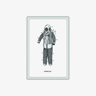 Wolf & Badger Grey Diving Suit A2 420 X 594Mm Stanley Print House