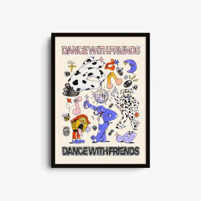 Wolf & Badger Neutrals Dance With Friends - Giclee Fine Art Print - Small | A3 | 297 X 420Mm | East Side Studio London