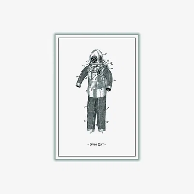 Wolf & Badger Grey Diving Suit Large Stanley Print House