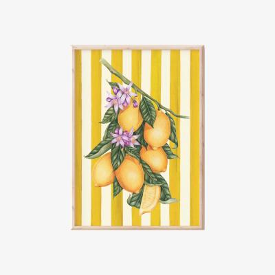 Wolf & Badger Yellow / Orange Lemon Striped Print Sofe Store