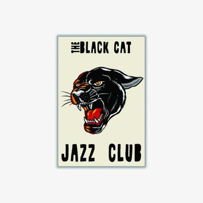 Wolf & Badger The Black Cat Jazz Club A4 210 X 297Mm Stanley Print House