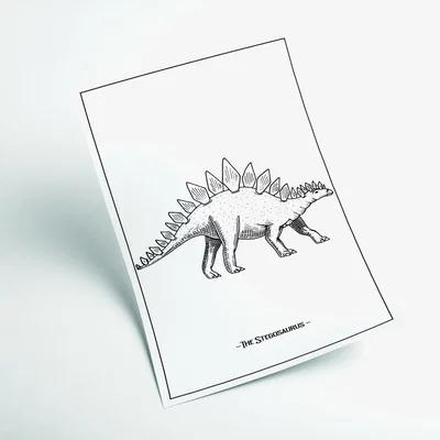 Wolf & Badger Black The Stegosaurus Medium Stanley Print House