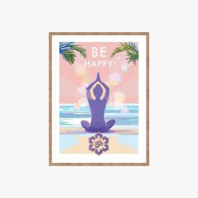 Wolf & Badger Be Happy Quote Print | A4 | 210 X 297Mm | Becky Bettesworth