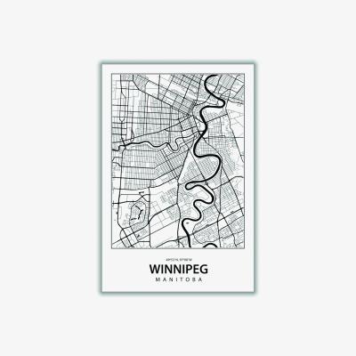 Wolf & Badger Black Map Of Winnipeg Canada Large Stanley Print House