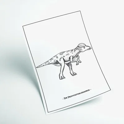 Wolf & Badger Black The Pachycephalosaurus A1 594 X 841Mm Stanley Print House