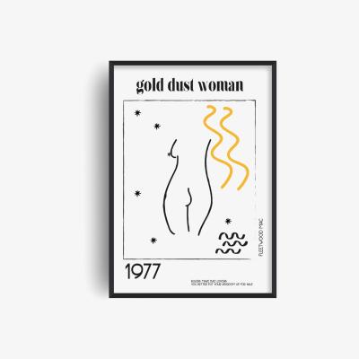 Wolf & Badger Neutrals Gold Dust Woman Fleetwood Mac Music Inspired Abstract Retro Giclée Art Print A3 297 X 420Mm Fanclub