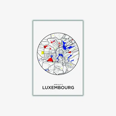 Wolf & Badger Black Map Of Luxembourg Medium Stanley Print House