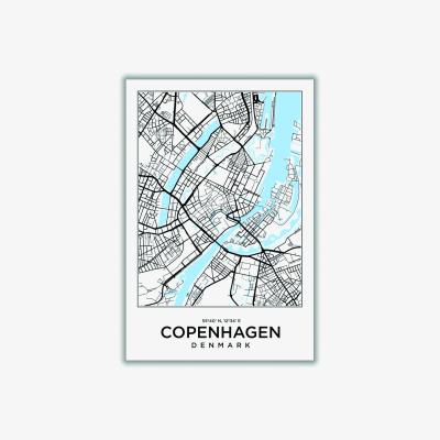 Wolf & Badger Blue Map Of Copenhagen Denmark Small Stanley Print House