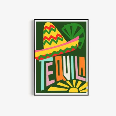 Wolf & Badger Tequila Art Print - A3 Natalie Cass Art