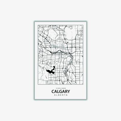 Wolf & Badger Black Map Of Calgary Alberta Medium Stanley Print House