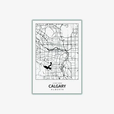 Wolf & Badger Black Map Of Calgary Alberta Medium Stanley Print House