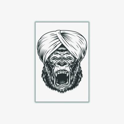 Wolf & Badger Black Wise Gorilla Medium Stanley Print House