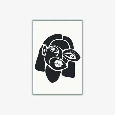 Wolf & Badger Black Abstract Faces Series #4 A3 297 X 420Mm Stanley Print House