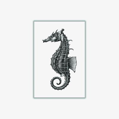 Wolf & Badger Black Seahorse A1 594 X 841Mm Stanley Print House