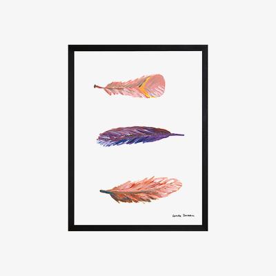 Wolf & Badger Pink / Purple Whirling Feathers Fine Art Print A3 Catchii