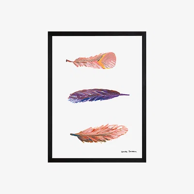 Wolf & Badger Pink / Purple Whirling Feathers Fine Art Print A3 Catchii