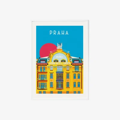 Wolf & Badger Praha Prague Illustrated Art Print A3 297 X 420Mm Eye for London Prints