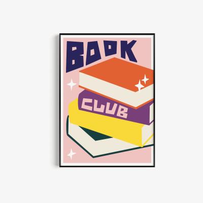 Wolf & Badger Pink / Purple Book Club Art Print - A2 Natalie Cass Art