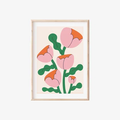 Wolf & Badger Pink / Purple Beautiful Tulips Sofe Store