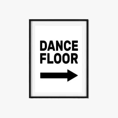Wolf & Badger Black Dance Floor - Arrow Right - A2 Print Size A2 420 X 594Mm The Native State