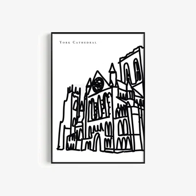 Wolf & Badger Black / White York Cathedral Art Print - A3 | A3 | 297 X 420Mm | Natalie Cass Art