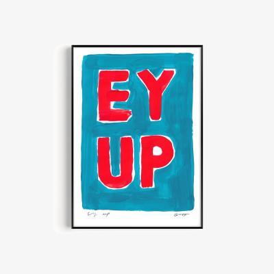 Wolf & Badger Blue / Red Ey Up Hand Painted Art Print - A3 | Natalie Cass Art