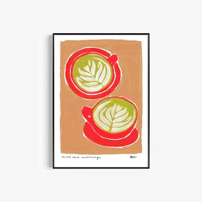 Wolf & Badger Neutrals Matcha Hand Painted Art Print - A3 | Natalie Cass Art