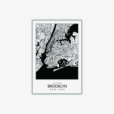 Wolf & Badger Black Map Of Brooklyn New York A2 420 X 594Mm Stanley Print House