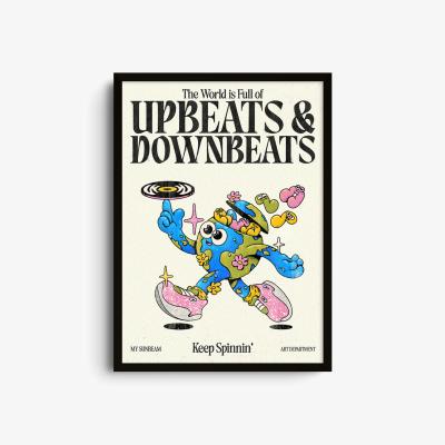 Wolf & Badger Blue Upbeats & Downbeats - Giclee Fine Art Print - Large | A2 | 420 X 594Mm | East Side Studio London
