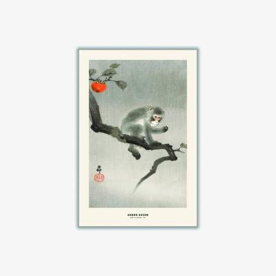 Wolf & Badger Neutrals Ohara Koson - Monkey In Cockatoo A1 594 X 841Mm Stanley Print House