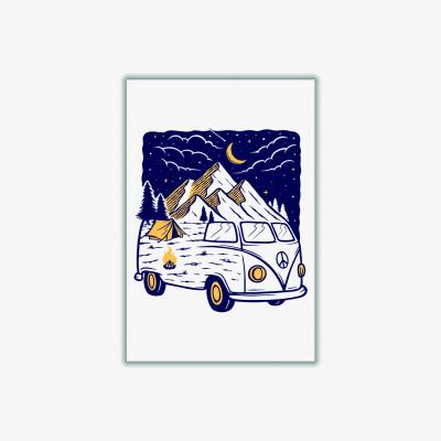 Wolf & Badger Yellow / Orange Camping Is Fun A3 297 X 420Mm Stanley Print House