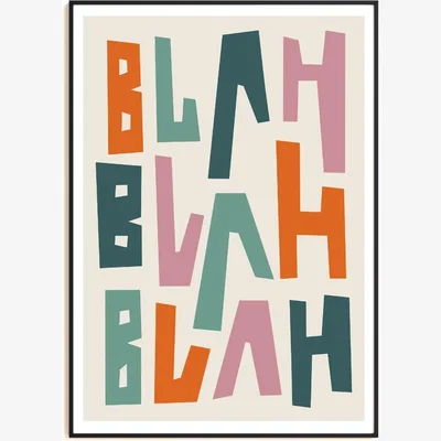 Wolf & Badger Blah Blah Blah Typography Art Print - A3 Natalie Cass Art